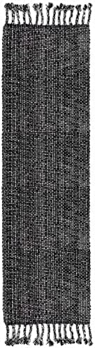 100% Cotton Table Runner for Dining Room Tables Rectangle Two Tone Woven Fabric 72" x 13" Soft Durable Table Runner, Black(Pack of 1)