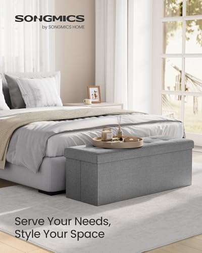 SONGMICS 43.3 Inches Folding Storage Ottoman Bench, Load 660 lb