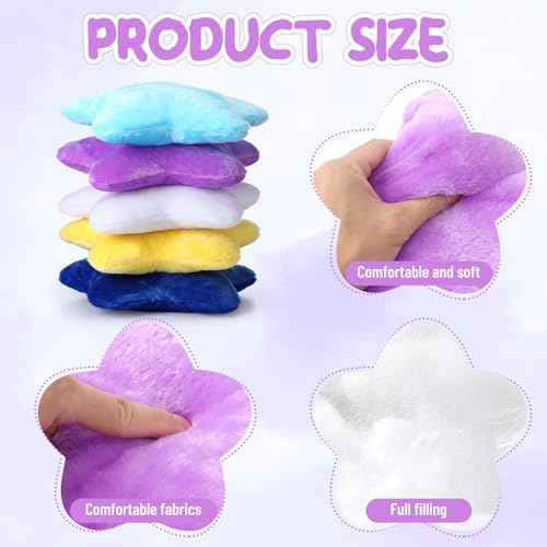 Soaoo 5 Pcs Star Fluffy Pillow Star Shape Pillow, Classic Mix