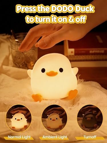 Amaredom DoDo Duck Night Light, Cute Silicone Duck Lamp for Baby Nursery