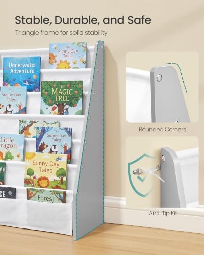 SONGMICS Kids Bookshelf, 6-Tier Toddler Bookcase, Playroom Storage Rack