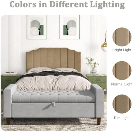 Befurtori Queen Size Headboard Only, Linen Wall Mount Headboard, Brown