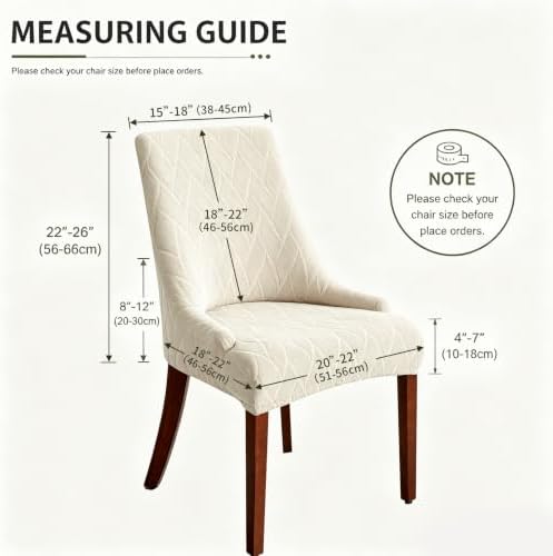 MIFXIN Wingback Side Chair Covers Dining Chair Slipcover Jacquard Stretch Sloping Armchair Protector Arm Chair Seat Cover for Dining Room Living Room Banquet Home Decor (Beige, 2 Pcs)