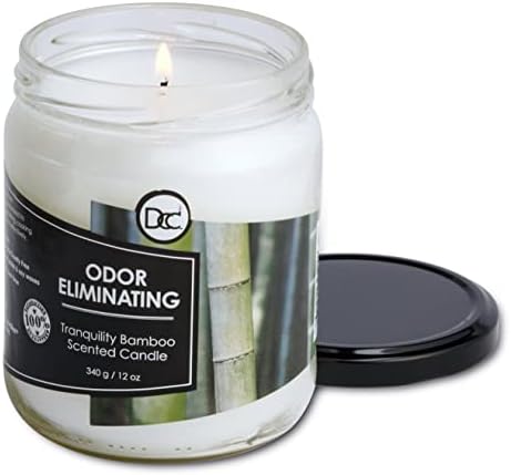 Bamboo Odor Eliminating Highly Fragranced Candle - Eliminates 95% of Pet, Smoke, Food, and Other Smells Quickly - Up to 80 Hour Burn time - 12 Ounce Premium Soy Blend