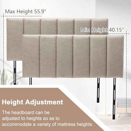 HAOBO Home Upholstered King Headboard Only, Modern Linen Panel Oatmeal