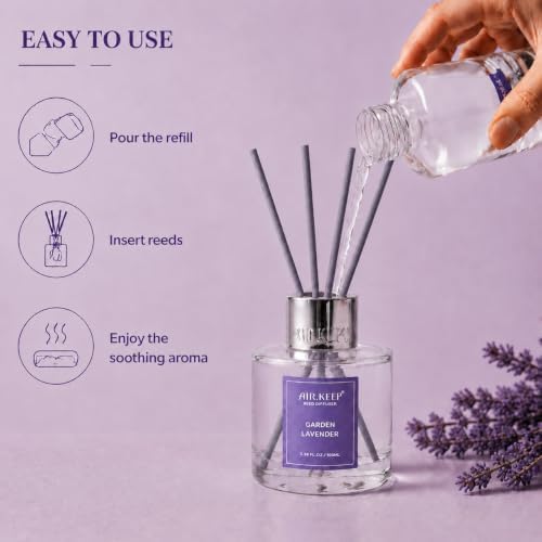 Airkeep Garden Lavender Reed Diffuser Refill – 6.76 fl oz – Premium Scented Oil for Home Aromatherapy – Long-Lasting Fragrance for Reed Diffusers – Perfect for Bathroom, Bedroom & Home Decor