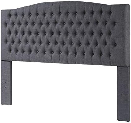 24KF Upholstered Tufted Button Linen Fabric Headboard,Comfortable Fashional Headboard King/CA King Size,Dark Gray