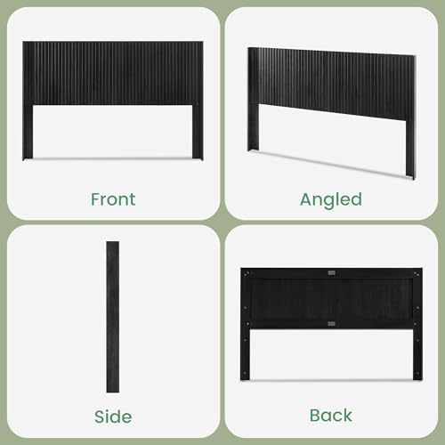 COCO DESIGN King Size Fluted Headboard Only, 80" Black Wall Mount