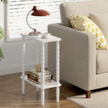 TUTOTAK Narrow Side Table with Solid Wood Legs, 2-Tier Small End Table