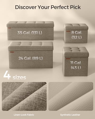 SONGMICS 43.3 Inches Folding Storage Ottoman Bench, Load 660 lb