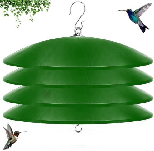 19.25-Inch Extra Large Squirrel Baffle,Hummingbird Feeder Shade Dome Cover, Bird Feeder Rain Guard, Hanging Squirrel Proof for Shepherd's Hook Outdoors (Green) 4 Pack