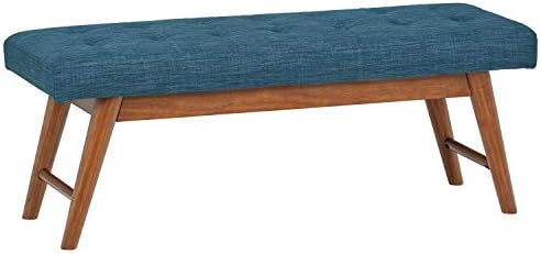 Amazon Basics Modern Haraden Upholstered Button-Tufted Bench, Blue, 16 x 44 x 17 in