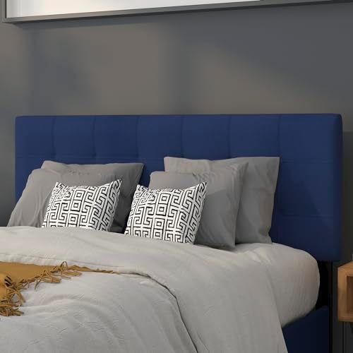 EMMA + OLIVER Navy Full Quilted Tufted Headboard