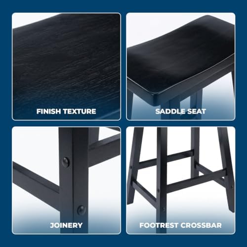 Winsome Satori Saddle Seat Bar Stool, Black, 29"