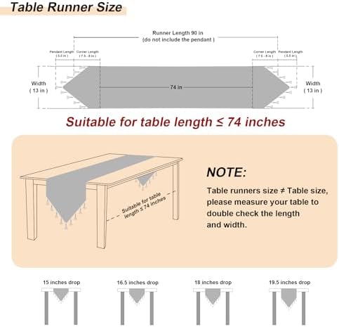 Loom and Mill Elegant Jacquard Table Runner 90 inches Long, Beige+White