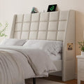 ONBRILL Ergonomic Headboard Full Size with Charging Station, Off White