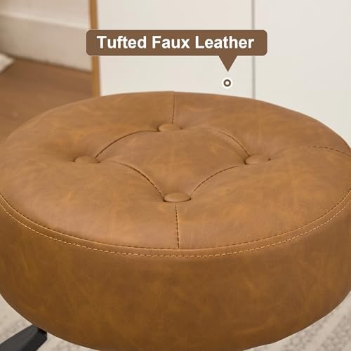 Brown Swivel Vanity Stool Vanity Chair for Makeup Room Adjustable Ottoman