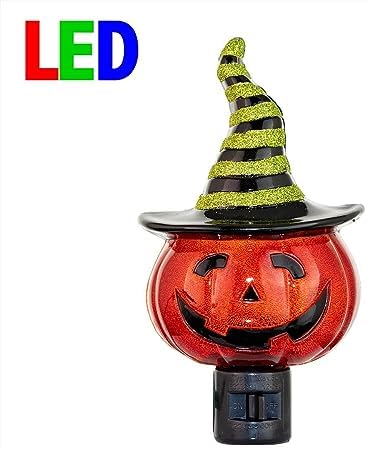 Novelty Lights LED Pumpkin in Witch Hat Halloween Plug in Night Light