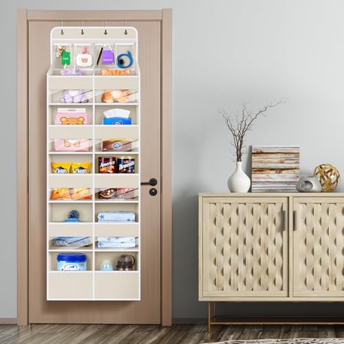 Univivi Upgraded Over Door Organizer for Baby Stuff, Beige Pattern, 6-Shelf