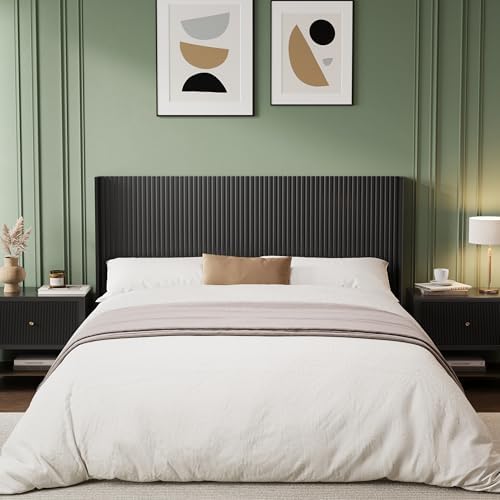 Howjoe Wood King Headboard Only, 80.3" Black Wood Headboard King Size
