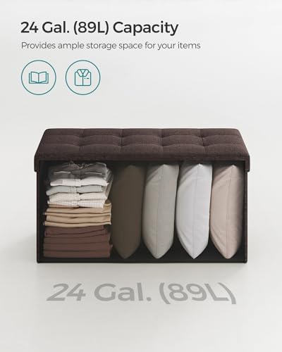 SONGMICS 30 Inches Folding Storage Ottoman Bench, Load 660 lb