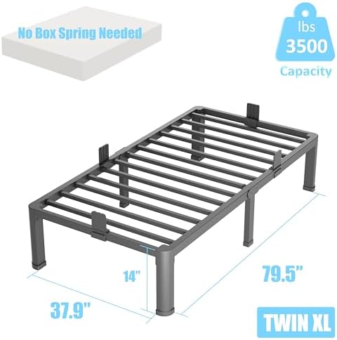 14 Inch Twin XL Metal Bed Frame with Round Corner,Mattress Stopper