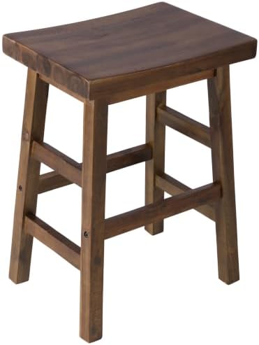 Alaterre Furniture Durango Solid Wood Rustic Single Bar Stool, Natural, 26”