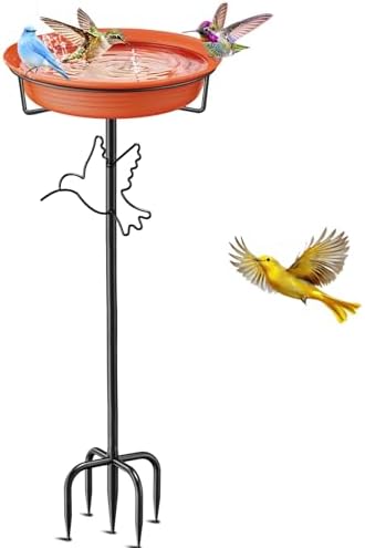 Bird Bath for Outside, 36.7In Removable Freestanding Birdbaths for Outdoors with 5-Pronged Base, Bird Bath Bowl Spa & Birdfeeder Bowls for Garden Patio Yard Lawn Decor (Brown-2)