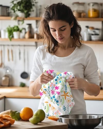 Miss Adola Cute Kitchen Towels Set of 2, 18 x 26 Inch, Little Flower