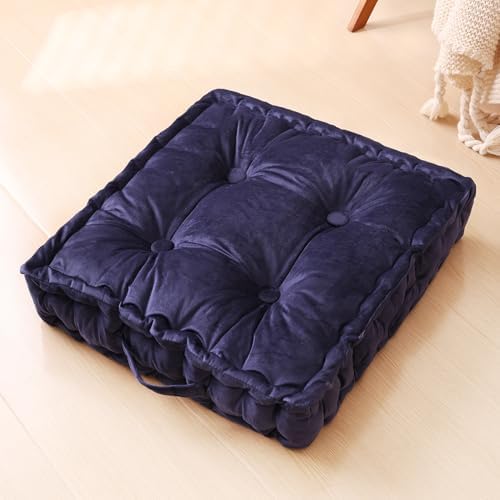 Square Floor Pillows, Large Floor Cushion for Adults Kids, Meditation Floor Pillow Seating Cushion with Shredded Memory Foam and Silk Wadding, 20"x20"x5" (Navy, 1 Pack)