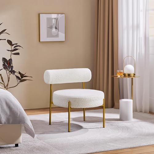 Topeakmart Modern Vanity Chair, Armless Accent Chair, White