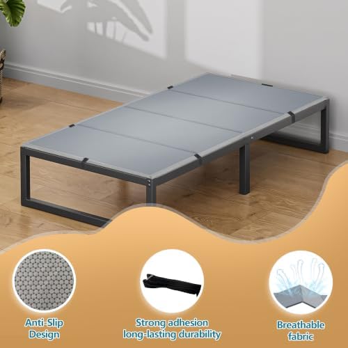 Bunkie Board Twin Size 38x75''- Premium 10mm Heavy Duty Low Profile Bed Board for Under Mattress, Breathable & Moisture Resistant,Noise Minimizing, Fits Metal FramesPlatform Beds (Grey)