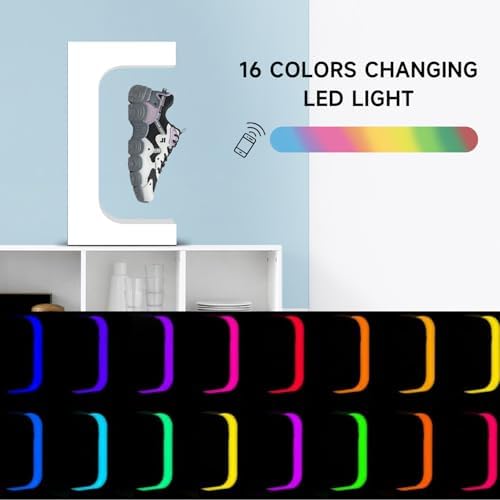 Levitating Shoe Display Stand Holer, Magnetic Levitation Floating Sneakers Rack Holder with 16 Colors Remote Control,360° Self-Rotation Exhibition for Shoes Collectors Adv