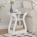 FROMJBEST End Tables Living Room, White End Table with Charging Station