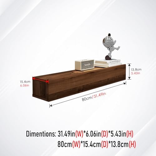 Floating Solid Wood Console Table, 32'' Wall Mounted Narrow Entryway Table with Storage Shelf, Modern Couch Shelves Small Entry Way Tables for Entryway, Front Hall, Hallway (Walnut, 31.5IN)