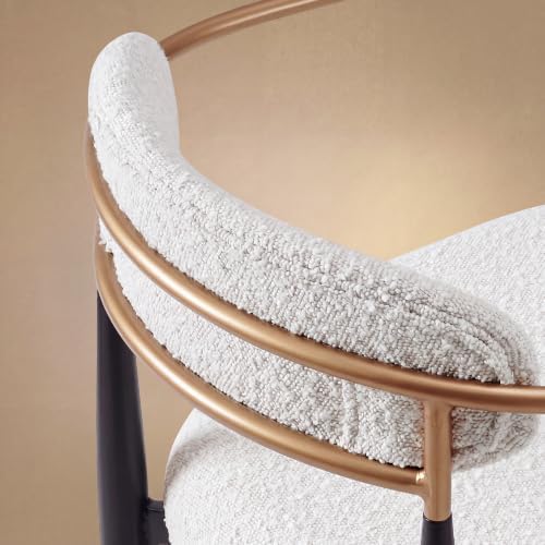 Morden Fort Counter Height Bar Stools Set of 4 with Gold Arms, Cream Boucle