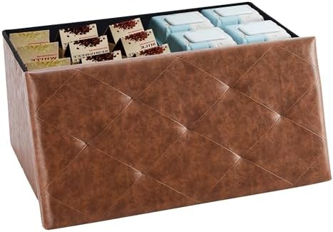 DUMOS 30 Inch Foldable Storage Ottoman Bench, Large Ottoman with Storage