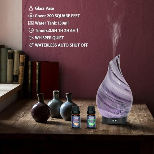 EQUSUPRO Essential Oil Diffuser for Home with 6 Essential Oil Set
