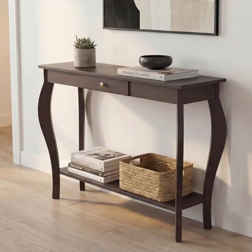 ChooChoo 39" Narrow Entryway Table with Drawer, Espresso