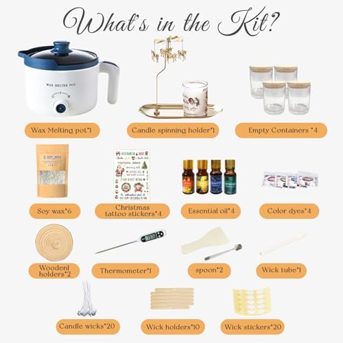 Scented Candle Making Kit for Adult with Wax Melter&Glass Jars 1.32lbs