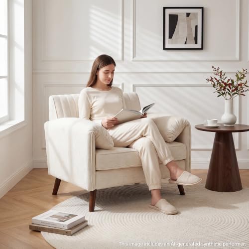 Modern Elegant Oversized Accent Armchair Set of 2, 43.3" Chenille, Beige