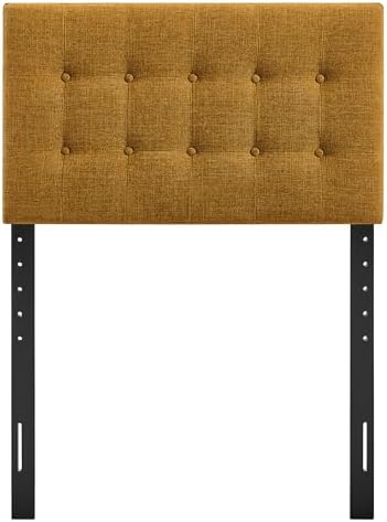 Modway Emily Twin Size Fabric Headboard in Copper - Linen-Like Upholstery with Button Tufting and 7 Adjustable Height Positions
