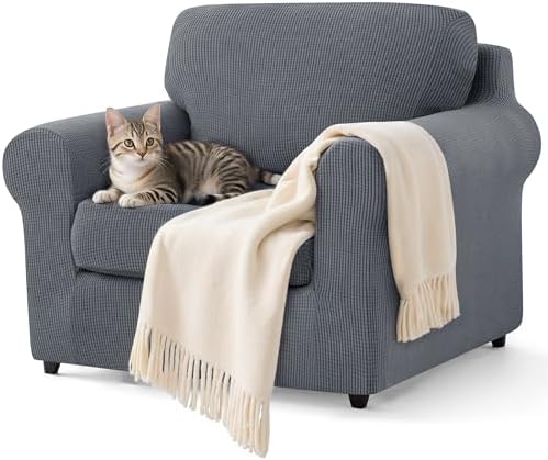 SUBRTEX 3 Pieces Stretch Sofa Slipcover Sets Couch Cover Sets Backrest Cushion Covers Furniture Protector Collection Set for Oversize Sofa Loveseat Chair Slip Covers(Small, Light Gray)