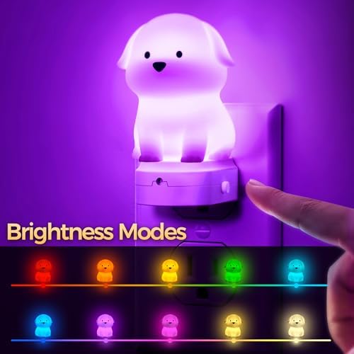 DORESshop Night Light for Kids[2 Pack],3D Cute Puppy, Plug in Night Light