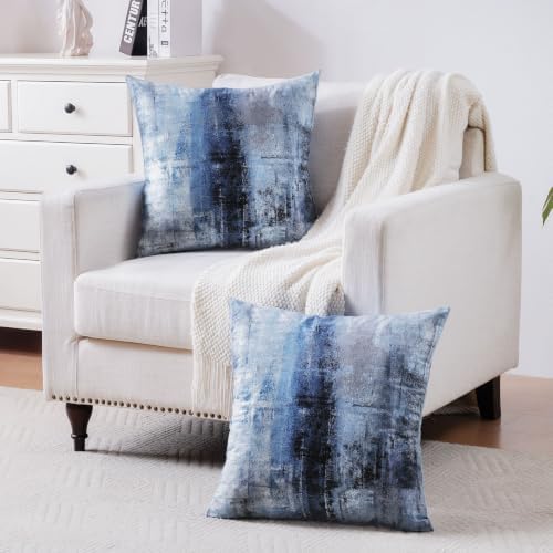 Throw Pillow Covers for Couch, 26x26 Inch, Set of 2, Grey Blue