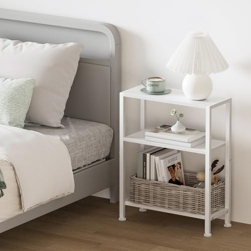 Narrow Side Table, 2-Tier Small End Table, Slim Nightstand