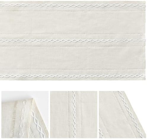 Artoid Mode Beige Rustic Cotton Linen Table Runner 13x36 Inch