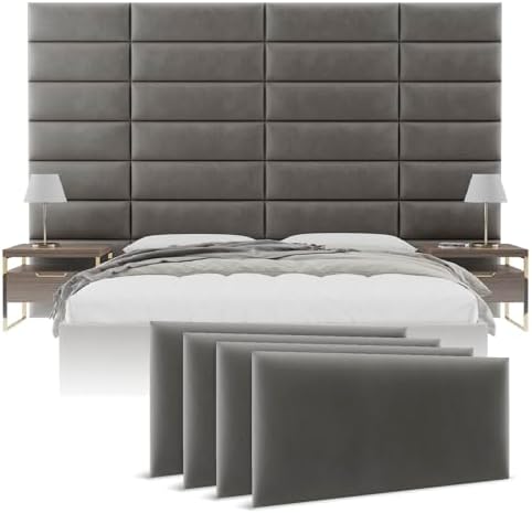 Vänt Wall Mounted Headboard Panels, Queen/Full, Velvet Gothic Grey