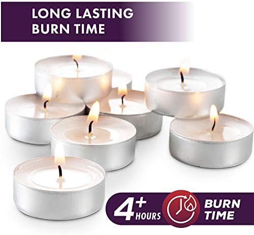 MontoPack Unscented Tea Light Candles 45 Pack | 4 Hours, White, Smokeless, Dripless Small Votive Paraffin Tealights | Long-Lasting for Home, Shabbat, Weddings, Events, Emergencies | Mini Candles Bulk