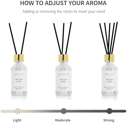 Airkeep Reed Diffuser Oil Set with Reed Sticks,Balsam Fir Aromatherapy Oil Scent Diffuser for Home Office Bathroom Decoration Perfume and Gifts 3.38oz/100ml